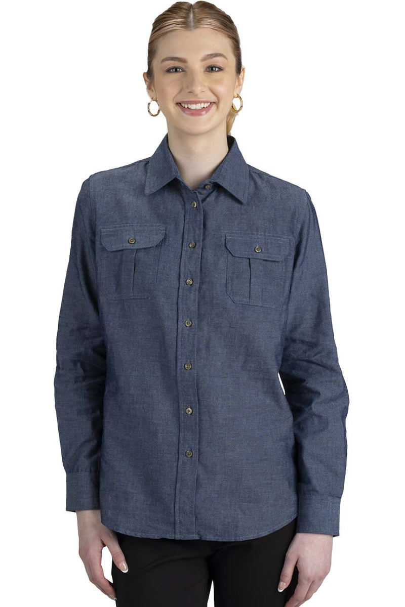 EDWARDS MENS CHAMBRAY ROLL UP SLEEVE SHIRT