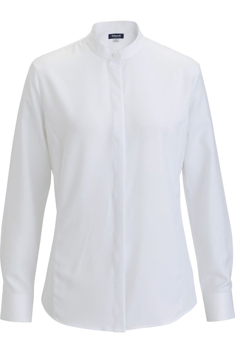 EDWARDS FLEXBATISTE BANDED COLLAR LONG SLEEVE LADIES SHIRT