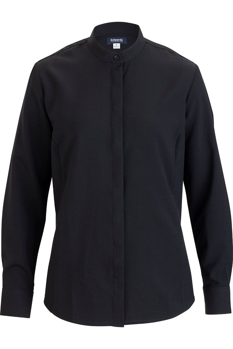 EDWARDS FLEXBATISTE BANDED COLLAR LONG SLEEVE LADIES SHIRT