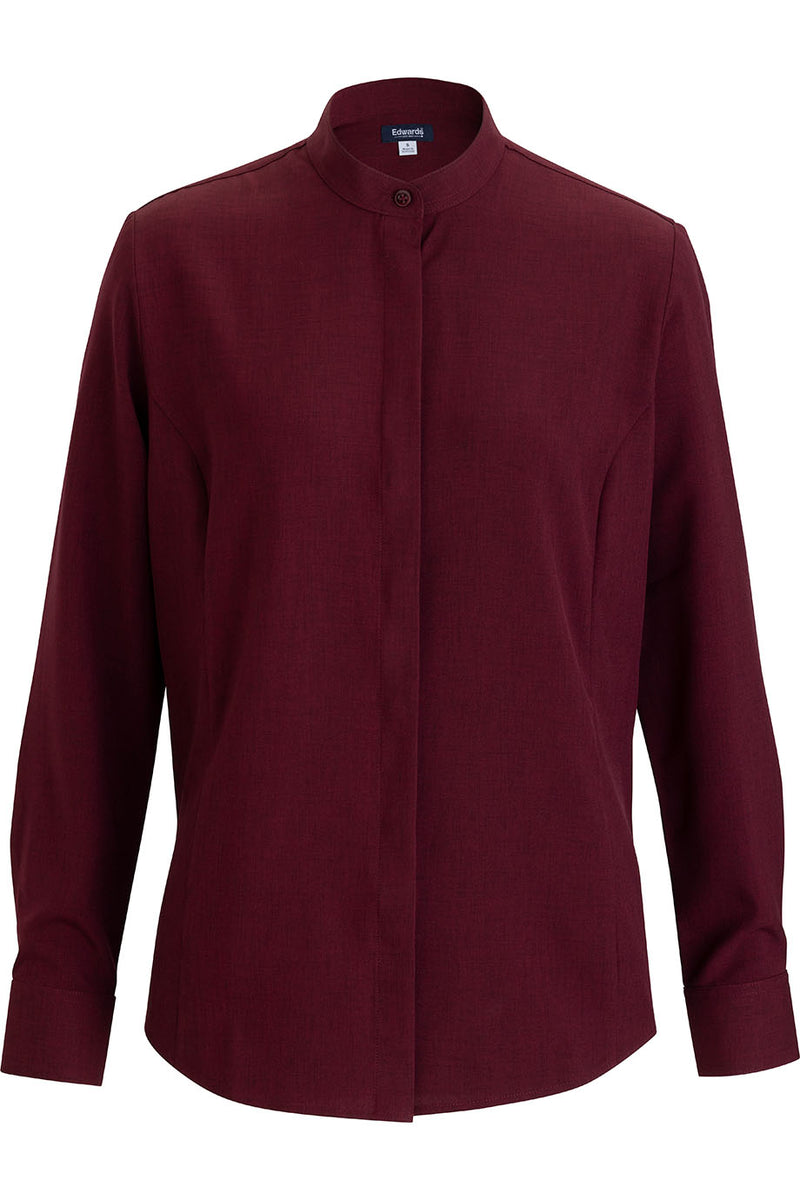 EDWARDS FLEXBATISTE BANDED COLLAR LONG SLEEVE LADIES SHIRT