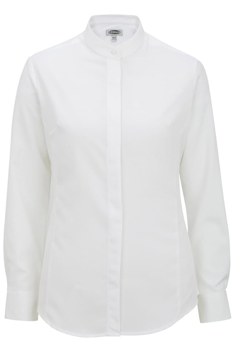 EDWARDS LADIES BATISTE BANDED COLLAR SHIRT