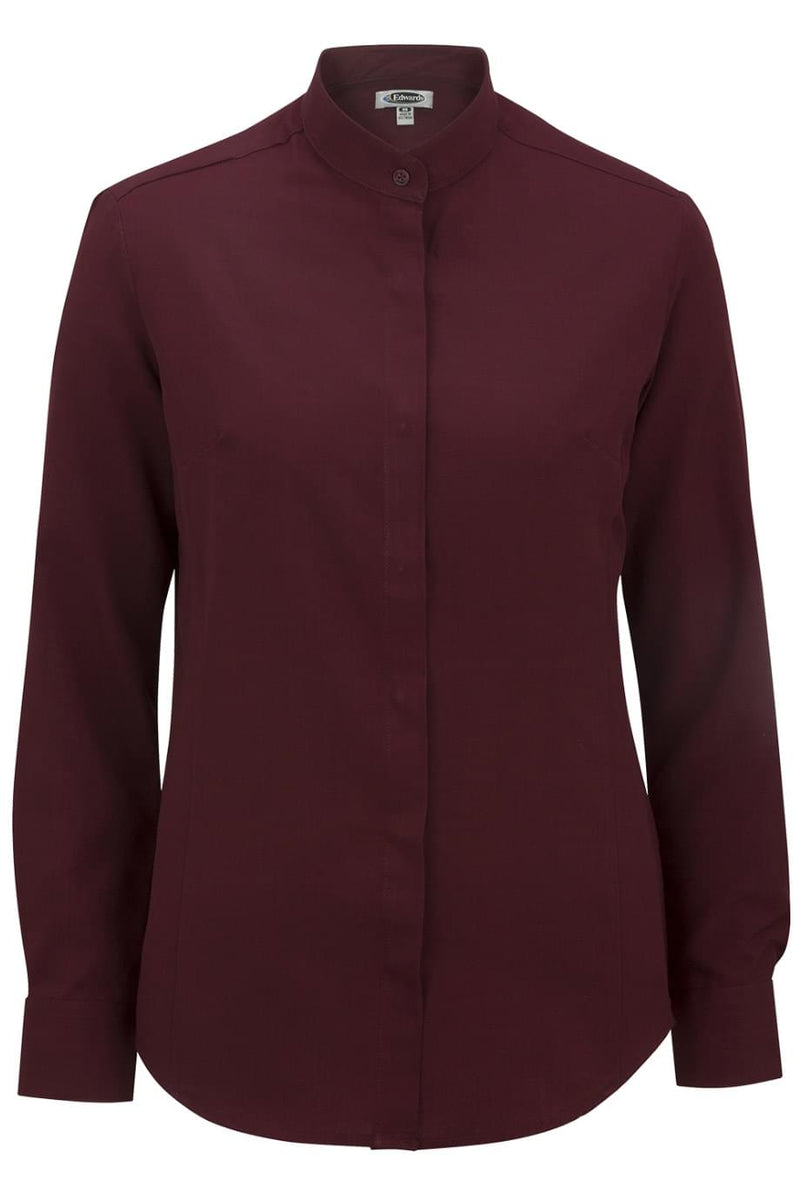 EDWARDS LADIES BATISTE BANDED COLLAR SHIRT