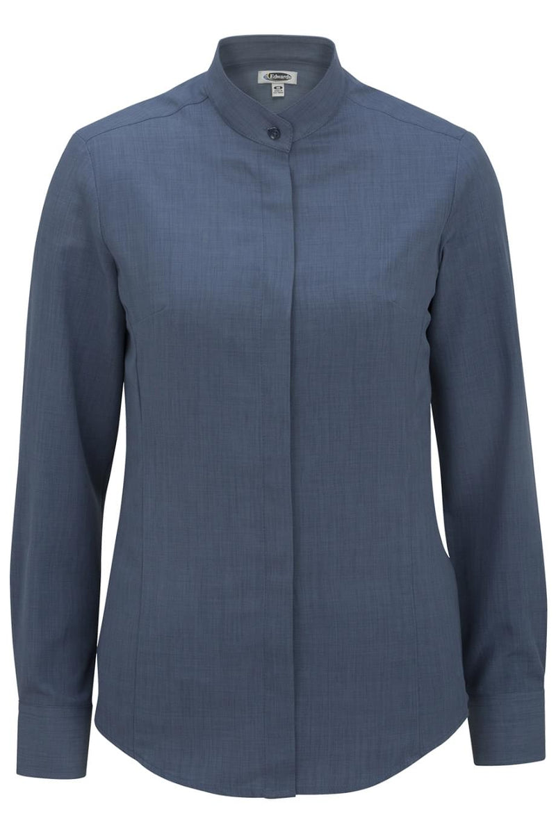 EDWARDS LADIES BATISTE BANDED COLLAR SHIRT