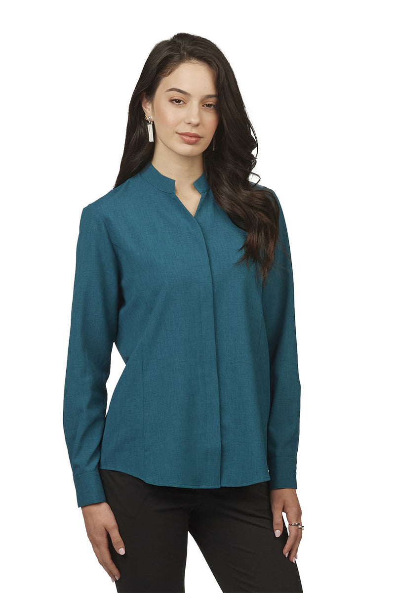 EDWARDS FLEXBATISTE STAND UP COLLAR LONG SLEEVE LADIES SHIRT