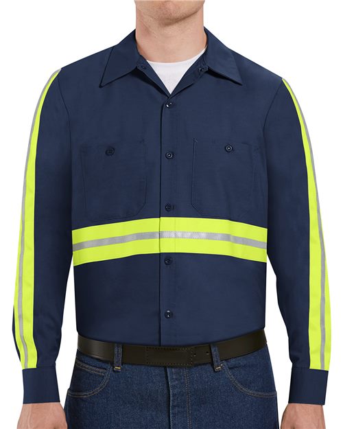 Men's Industrial Enhanced-Visibility Long Sleeve Work Shirt
