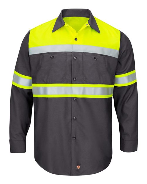 Men's Hi-Visibility Colorblock Ripstop Long Sleeve Work Shirt