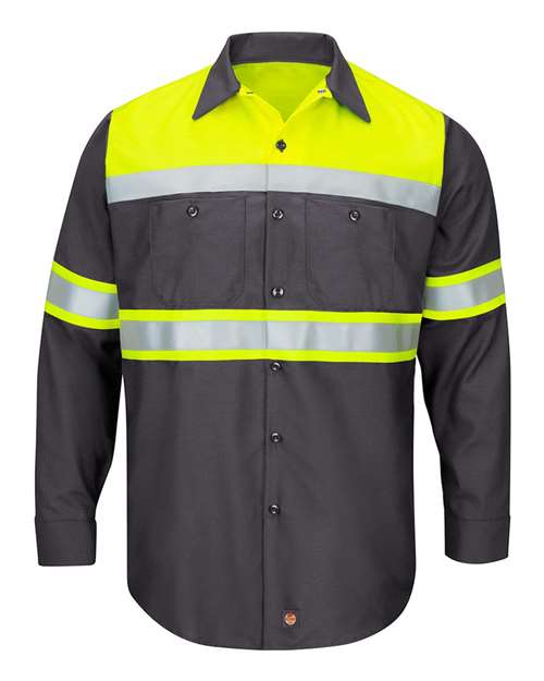 Men's Hi-Visibility Colorblock Ripstop Long Sleeve Work Shirt