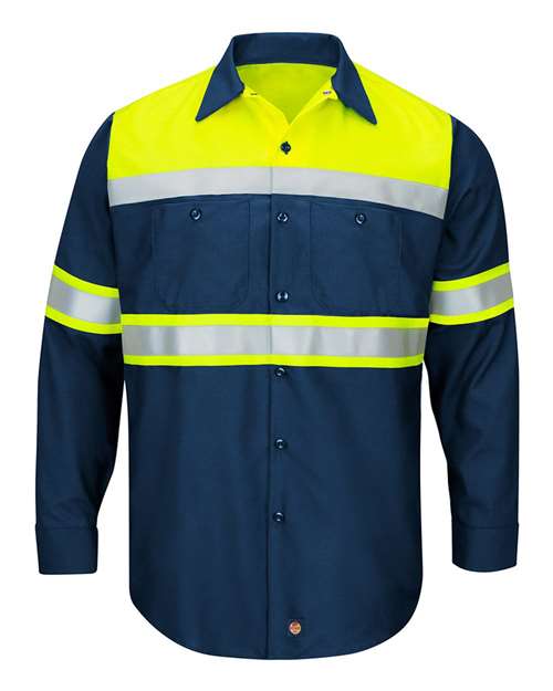 Men's Hi-Visibility Colorblock Ripstop Long Sleeve Work Shirt
