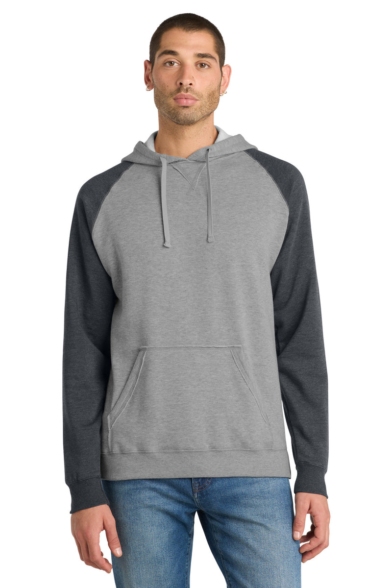 District ®  Young Mens Lightweight Fleece Raglan Hoodie.  DT196