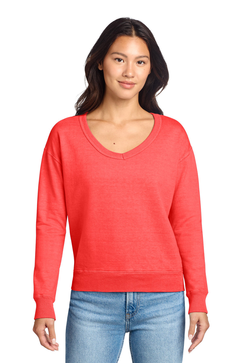 Port & Co ™  Women's Beach Wash ®  Garment-Dyed V-Neck Sweatshirt LPC098V