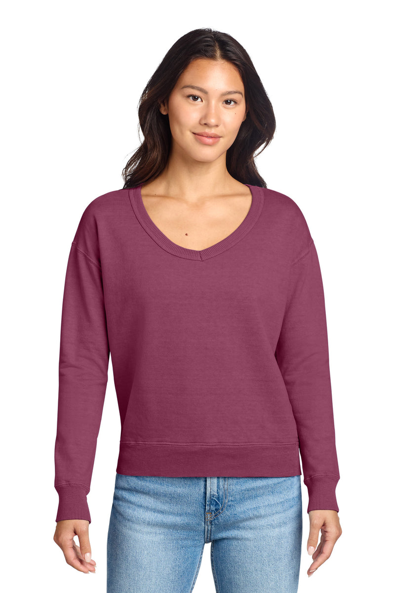 Port & Co ™  Women's Beach Wash ®  Garment-Dyed V-Neck Sweatshirt LPC098V
