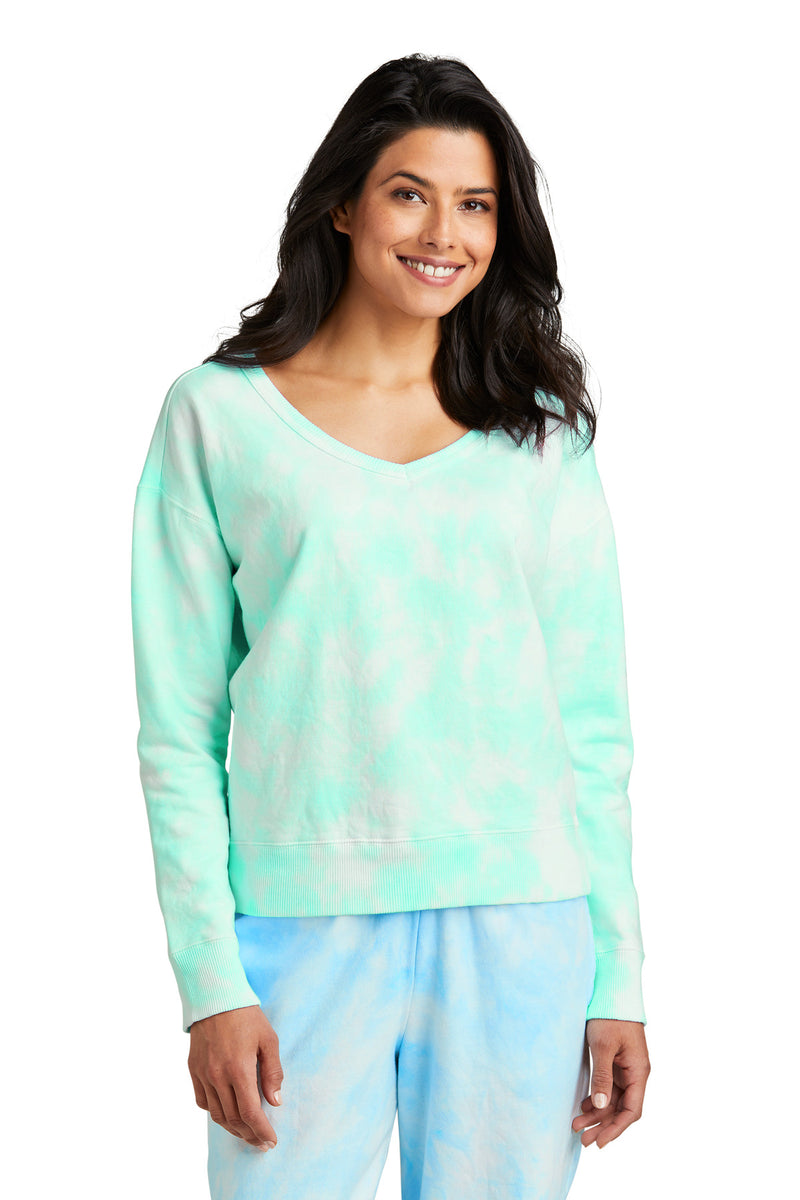 Port & Co ™  Women's Beach Wash ®  Cloud Tie-Dye V-Neck Sweatshirt LPC140V