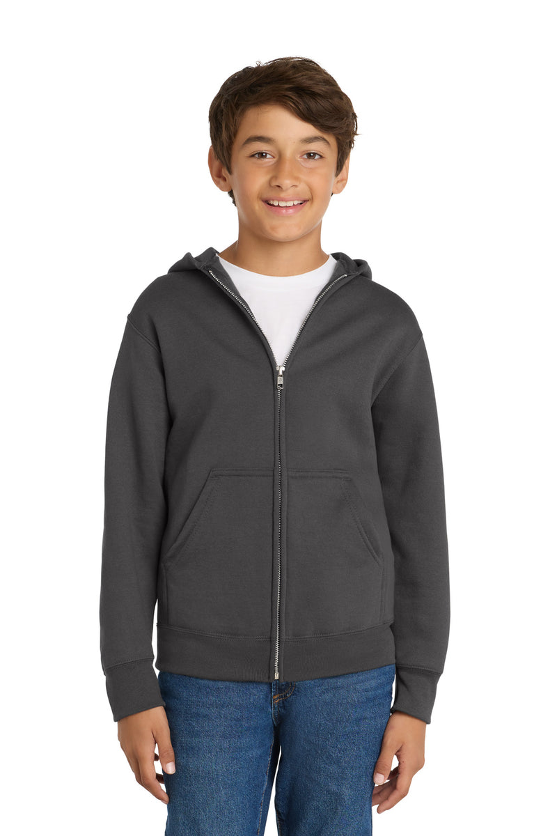 Port & Co ™  Youth Core Fleece Full-Zip Hooded Sweatshirt.  PC90YZH