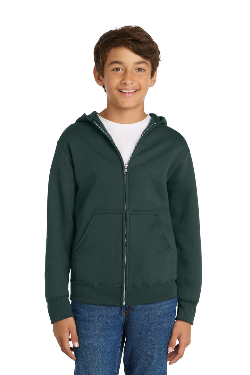 Port & Co ™  Youth Core Fleece Full-Zip Hooded Sweatshirt.  PC90YZH