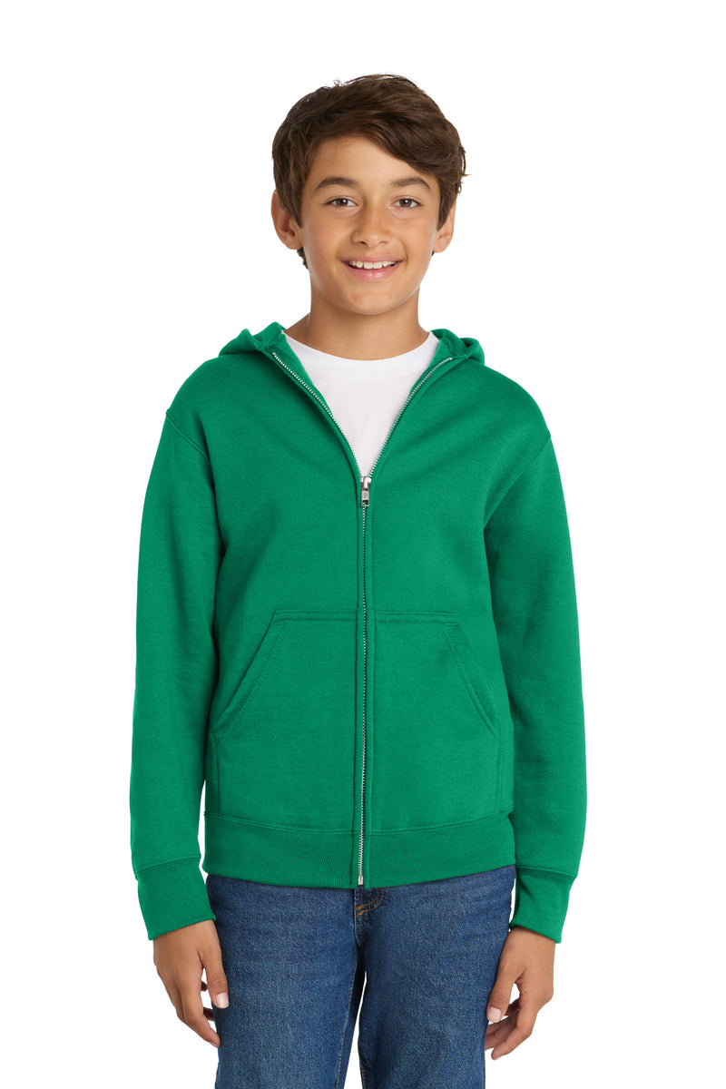 Port & Co ™  Youth Core Fleece Full-Zip Hooded Sweatshirt.  PC90YZH
