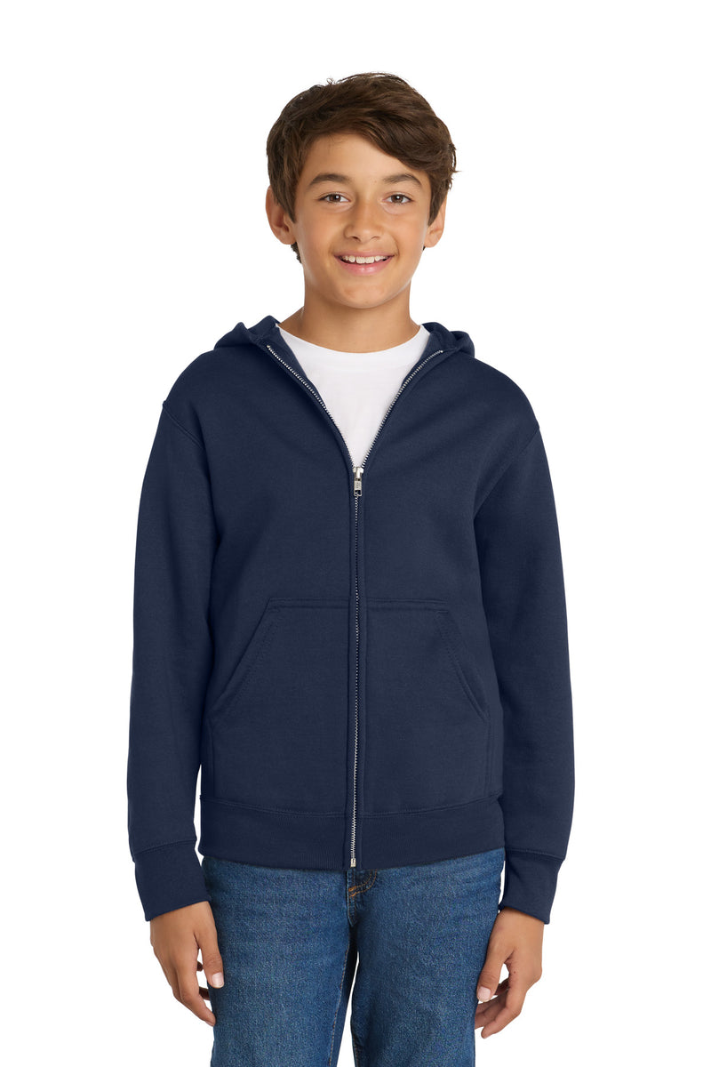 Port & Co ™  Youth Core Fleece Full-Zip Hooded Sweatshirt.  PC90YZH