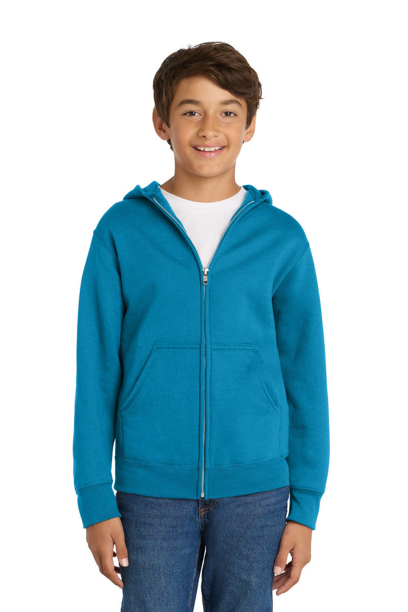Port & Co ™  Youth Core Fleece Full-Zip Hooded Sweatshirt.  PC90YZH