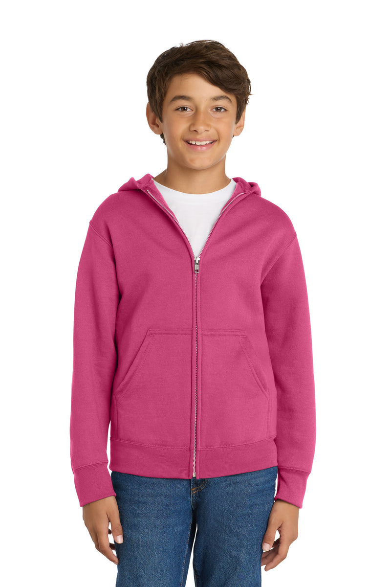 Port & Co ™  Youth Core Fleece Full-Zip Hooded Sweatshirt.  PC90YZH