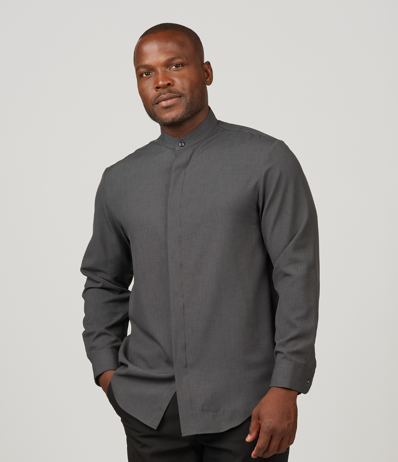 EDWARDS FLEXBATISTE BANDED COLLAR LONG SLEEVE MENS SHIRT