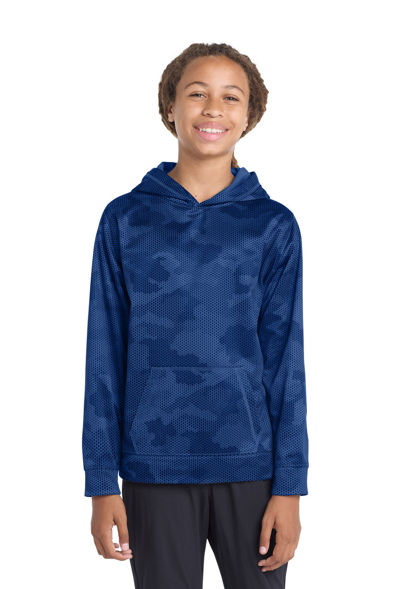 Sport-Tek ®  Youth Sport-Wick ®  CamoHex Fleece Hooded Pullover.  YST240