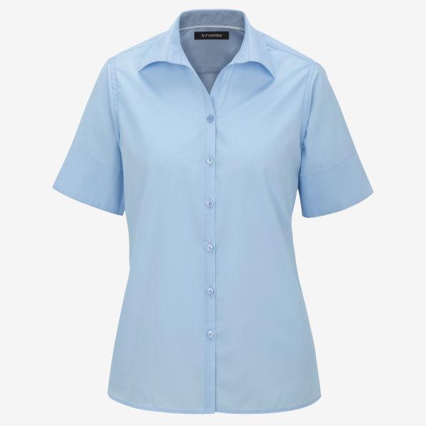 Lightweight Open Neckline Short-Sleeve Poplin Shirt