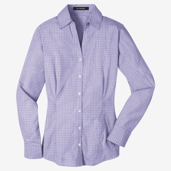 Plaid Pattern Easy Care Long-Sleeve Shirt
