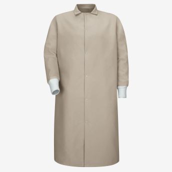 Gripper-Front Knit-Cuff Butcher Coat