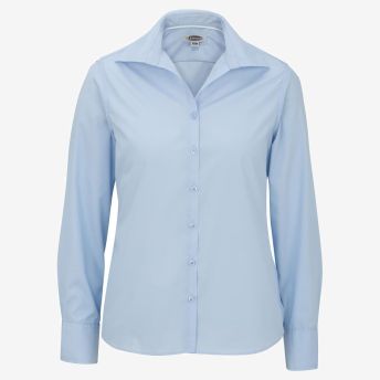 Ladies Lightweight Open Neck Poplin Blouse-Long Sleeve