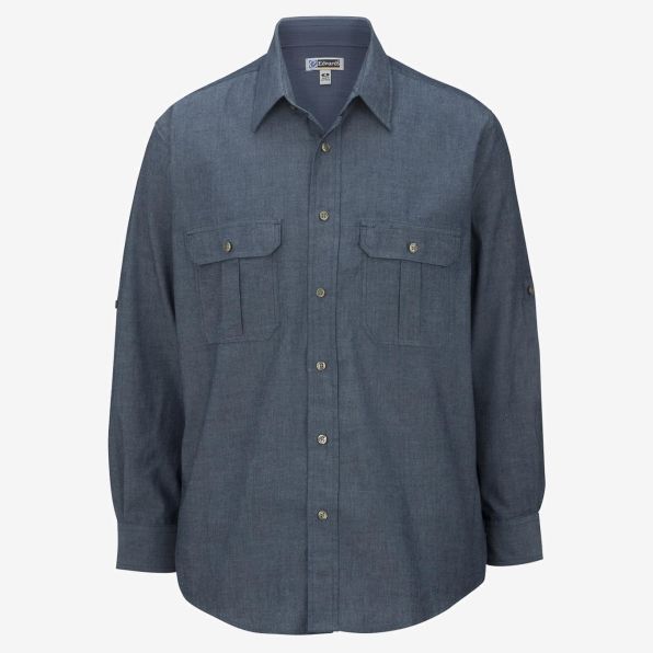 Mens Chambray Roll Up Sleeve Shirt