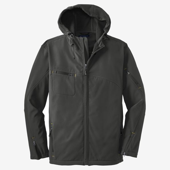 Port Authority Textured Hooded Soft Shell Jacket