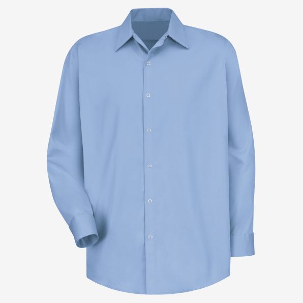 Long-Sleeve Gripper-Front Pocketless Cotton Work Shirt
