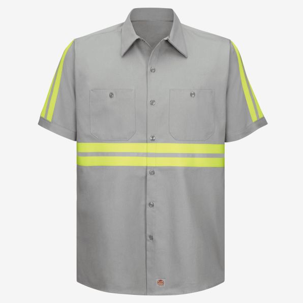 Enhanced Visibility Short-Sleeve Wrinkle-Resistant Cotton Work Shirt
