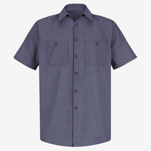 Short-Sleeve Micro-Check Uniform Shirt