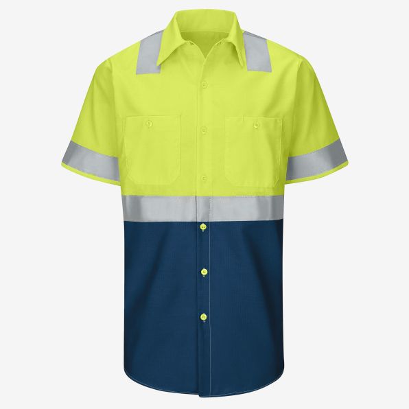 Hi-Visibility Color Block Short-Sleeve Work Shirt