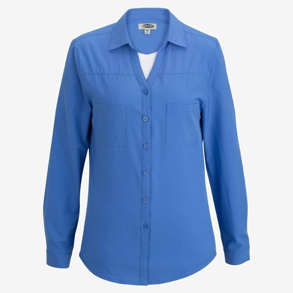 Ladies Open Neck Long Sleeve Blouse