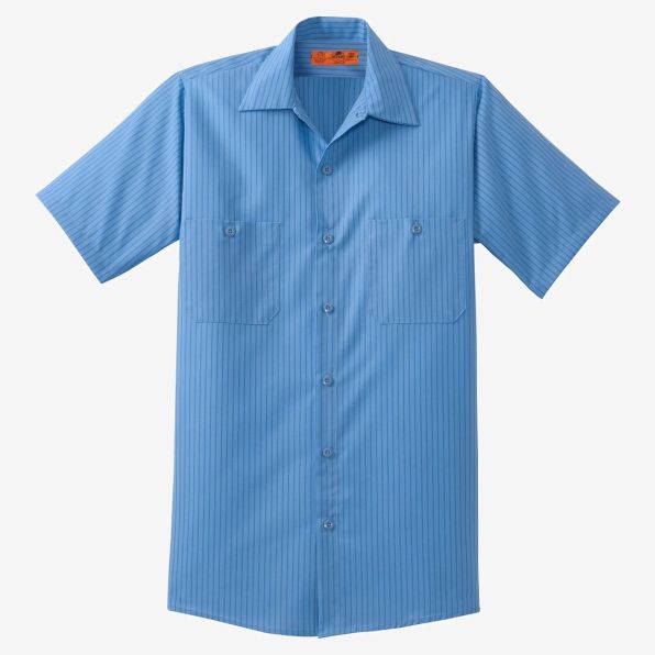 Red Kap Short Sleeve Striped Industrial Work Shirt