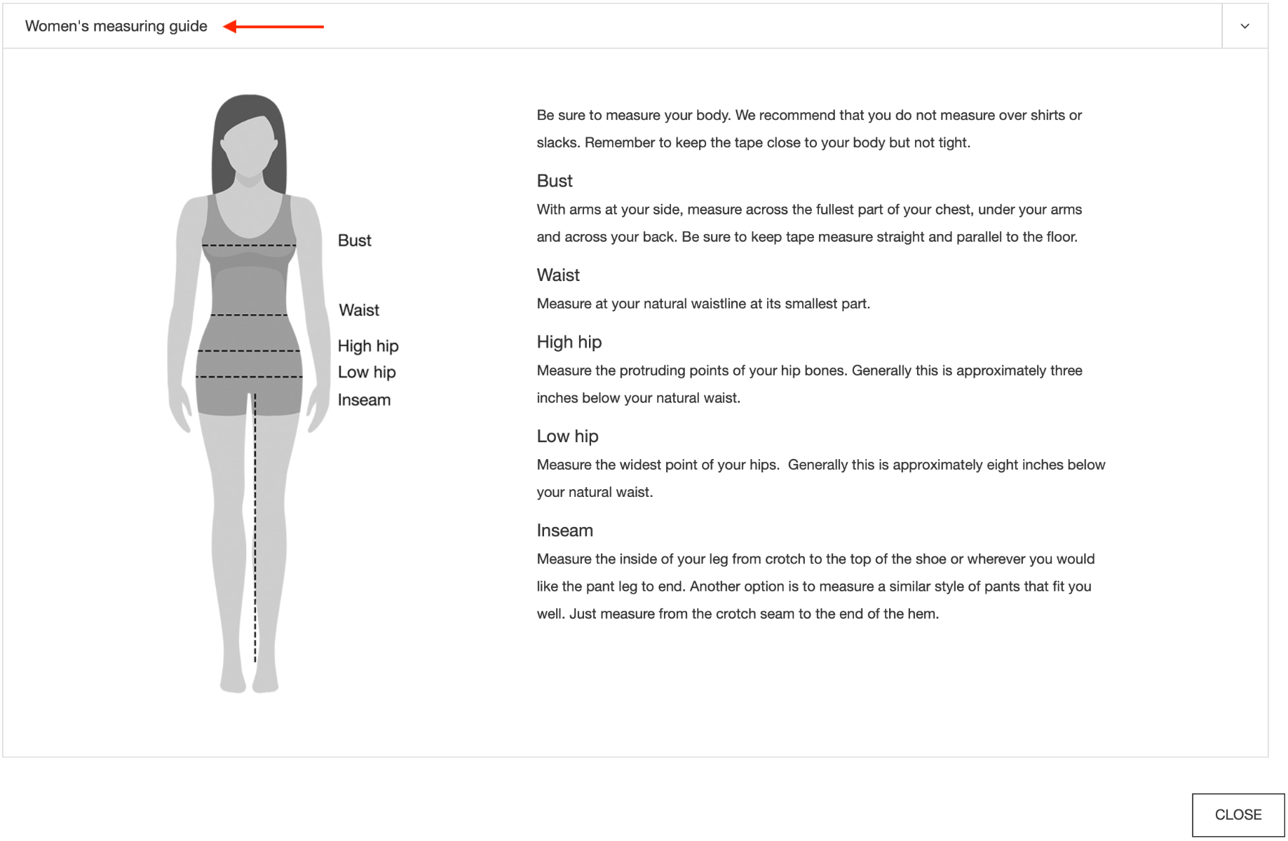 Floor to Waist Chart